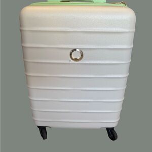 Beige and Mint Green Delsey Suitcase expandable 24 inch